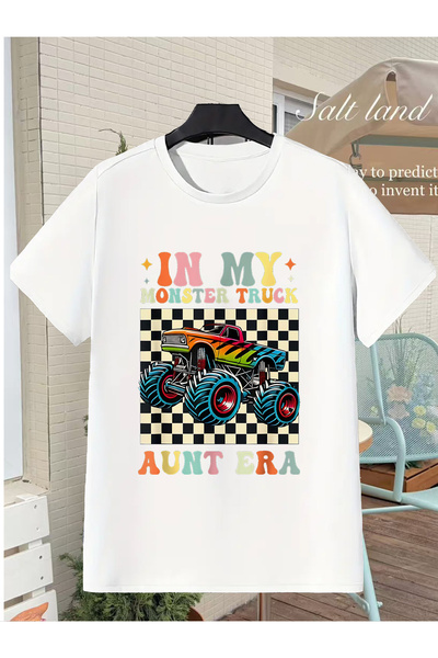 NOURAM قميص In My Monster Trucks Aunt Era T مريح بطباعة جرافيكية مناسب لجميع ...