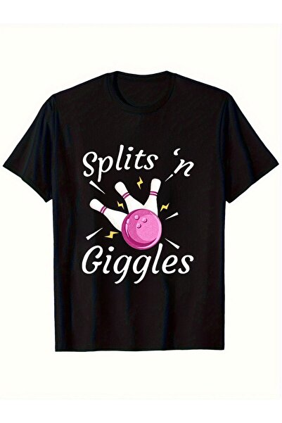 BASEPULSE تي شيرت مضحك بتصميم Splits N Giggles مع رسومات كرات البولينج، مثالي...