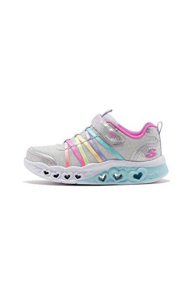 SKECHERS 303252L Flutter Heart Lights - Rainbow Bestie Sneakers Silver Juststep