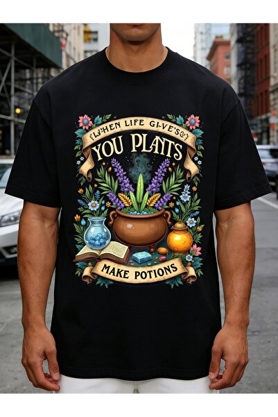 212Wear Retro Botanical Art Men's T-Shirt with Plants Potions Theme Perfect S...