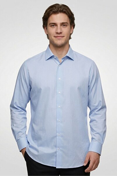 Calvin Klein Men Big Fit Textured Long Sleeve Dress Shirt, Light Blue
