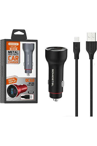 Somostel Încărcător auto SMS-A89 30W 3A Încărcare rapidă cu porturi: 2xUSB cu...