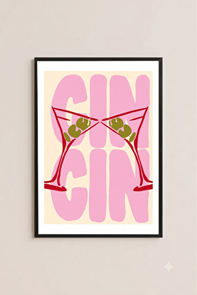 Sekiz8 Poster de pictură minimalistă cu ramă neagră - Imprimare digitală MOD-509