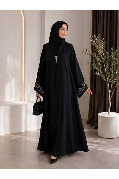 RMG BUTİK KOL UÇLARI TAŞ DETAYLI ABAYA FERACE