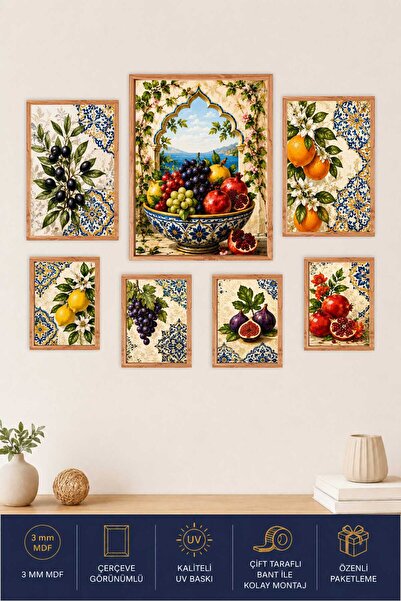 UNT Set de pictură murală din MDF cu 7 piese Fructe mediteraneene |   Decor p...