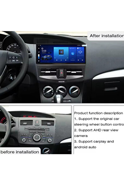 Carplayer شاشة أندرويد لمازدا 3 مقاس 12 بوصة موديل 2009-2013 مع دعم كار بلاي ...