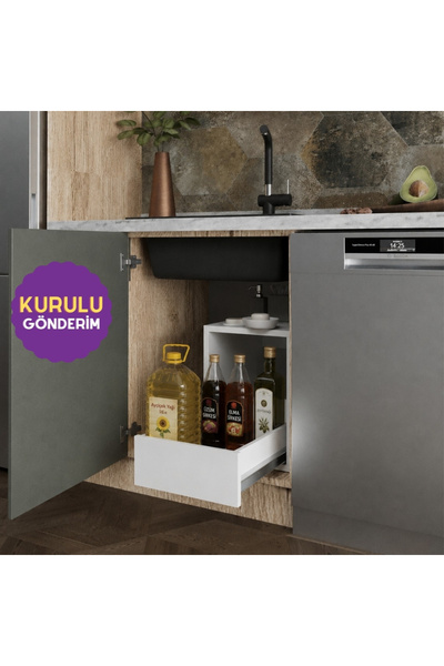HOMECONOM Arven 30 cm Evye Dolabı ve Dolap İçi Düzenleyici Tek Çekmeceli Ünit...