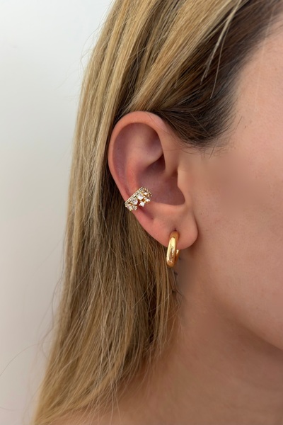 Lavian Accessories Aria Taşlı Gold Earcuff
