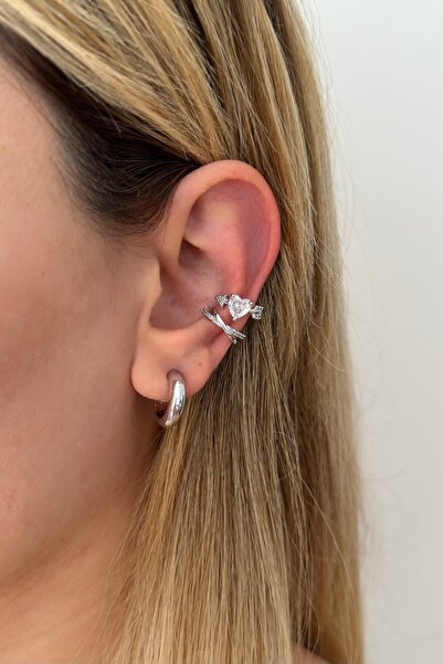 Lavian Accessories 2’li Zirkon Taşlı Kalpli Earcuff Seti