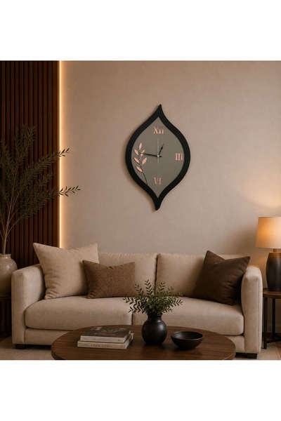 NATURA WOOD Modern Yaprak Tasarımlı Dekoratif Duvar Saati – 31,5 x 52,5 cm Ro...