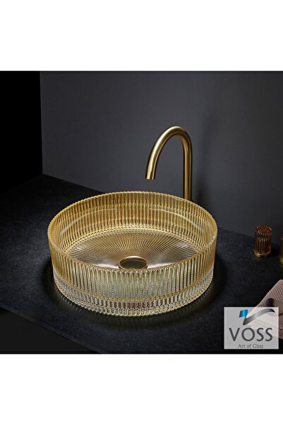 voss Ring-S Επικαθήμενος Νιπτήρας Γυάλινος Φ40 GLass Gold