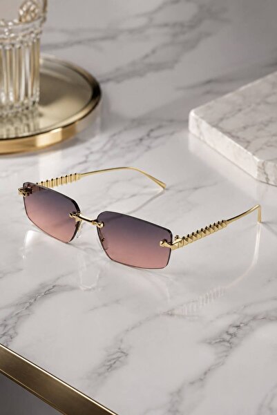Nilu Moda LÜX KRİSTAL GOLD ÖRME DETAYLI KADIN GÜNEŞ GÖZLÜĞÜ