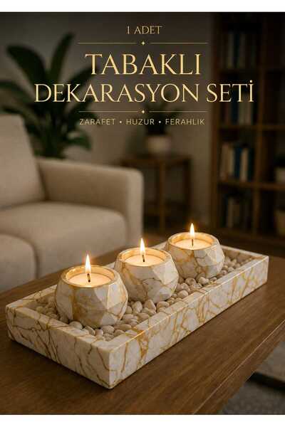 VİYAM ALTIN Desenli Tabaklı Hediyelik Dekorasyon Seti.(TEALİGHT MUM DAHİL DEĞ...