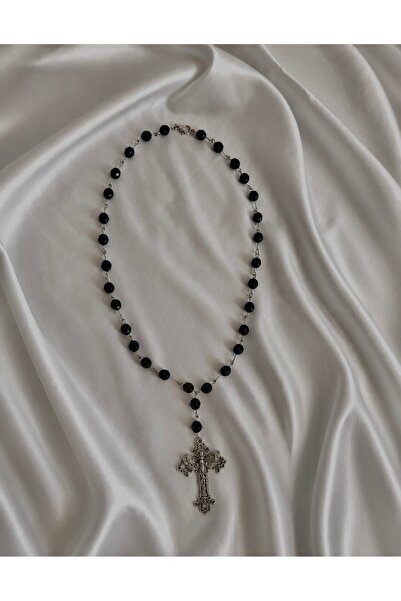 REMBER JEW Siyah Gothic Punk Y2K Skull Haç Kolye