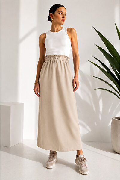 FREYA MODA High Waist Gabardine Skirt