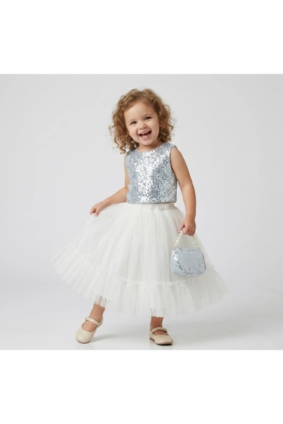 SweetMe Girl's Sequined Blouse, Tulle Skirt and Bag 3-Piece Set for Special O...