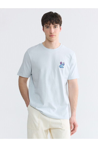 LC Waikiki Texx Store Quality Oval Collar Lilo & Stitch Embroidered Men's T-S...