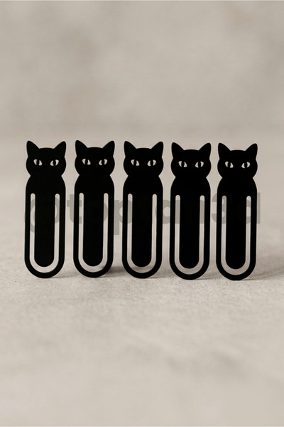 Toptan3D (Pack of 5) Black Cat Bookmarks, Bookmarks with Cute Cat Figures, Gi...