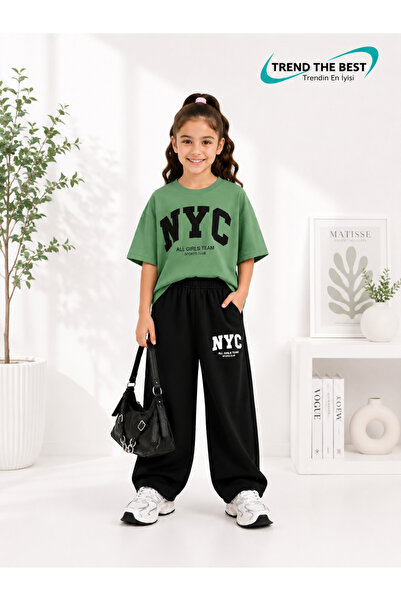TREND THE BEST Trendin En İyisi Summer Girls Boys Unisex Kids Nyc Printed Bla...