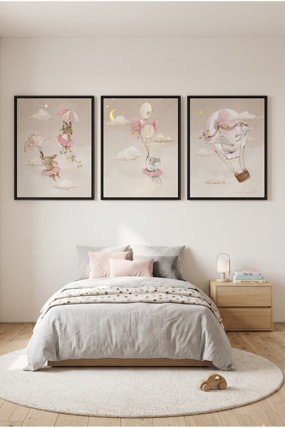 Jasmine Art Ballerina Animal Nursery Kids Wall Art | Portrait Framed Canvas P...
