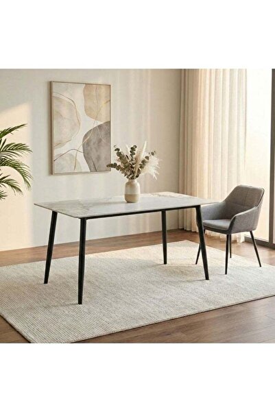 Danube Home طاولة طعام إلمونت لستة أشخاص، طاولة طعام سيراميك متينة بدون كراسي...