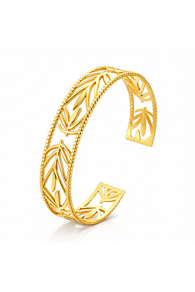 OEM Brățară Leaf Lines aurie, din oțel inoxidabil, placată cu aur 18K