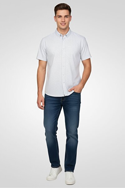 Max Crown Men Performance Fit Short Sleeve Allover Print Casual Shirt, Multic...