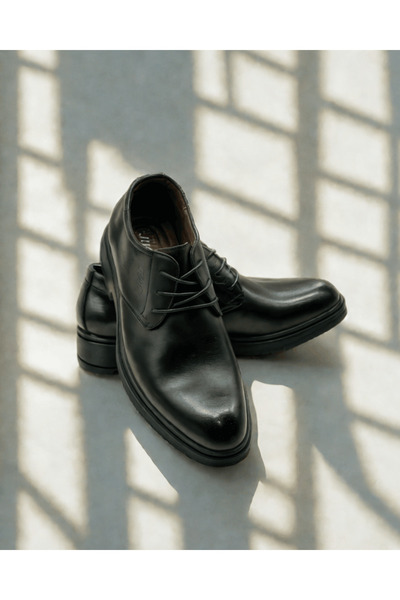 Finelook Classic Black Leather Formal Shoes for Men