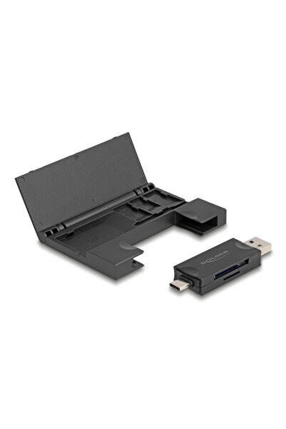 DELOCK Αναγνώστης καρτών 91014 για SD & micro SD, με θήκη, USB/USB-C, 5Gbps, ...