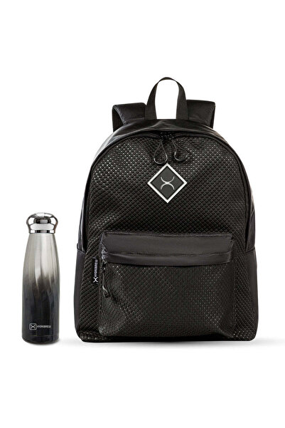 Hydrobrew 17" Backpack w/ Double Wall Stainless Steel Water Bottle 420ml – Black