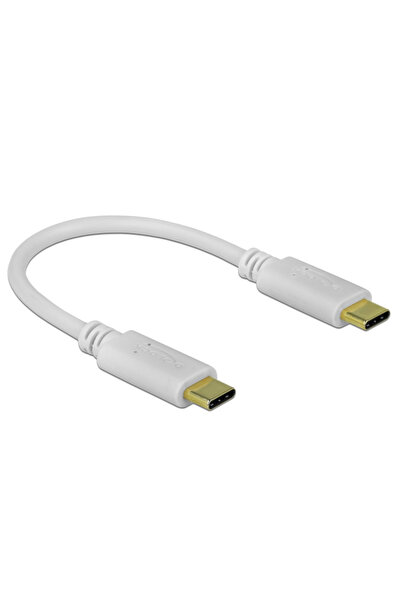 DELOCK καλώδιο USB-C 85357, 100W PD, 5A, 15cm, E-Marker, λευκό