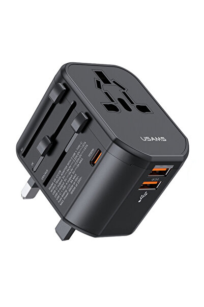 Usams φορτιστής/αντάπτορας πρίζας US-CC179, USB-C & 2x USB, universal, 20W, μ...