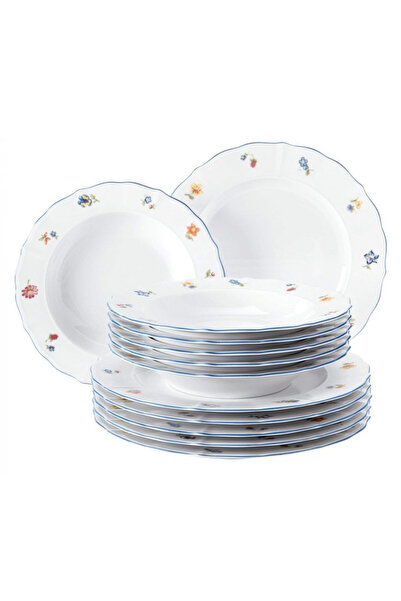 OEM Set serviciu de masa, Seltmann Wieden, 6 persoane, portelan alb, flori sa...