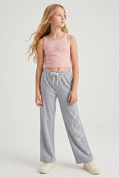 kinderos Teddy Bear Printed Wide Leg Girls' Sweatpants - 26Y 26111