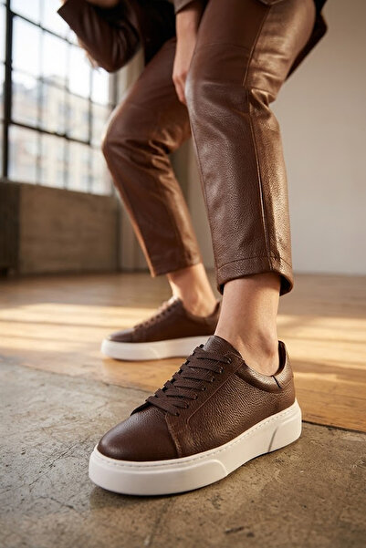 SOLMAZ Tmmy Brown Genuine Leather Sneaker Shoes