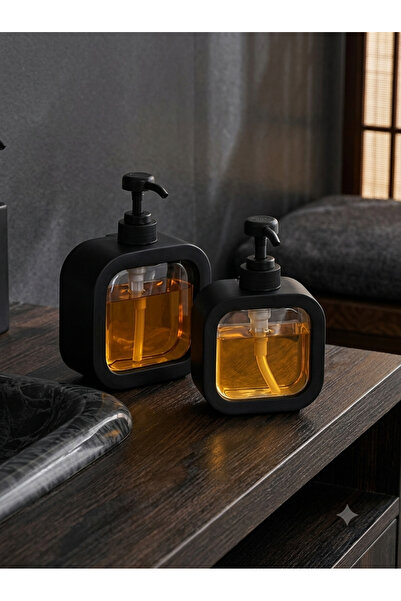 Alacarte 2 Pcs Countertop Black 500ml Bathroom Decorative Kitchen Liquid Soap...