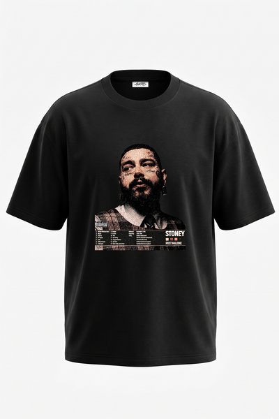 Anetos Μαύρο μπλουζάκι με στάμπα Post Malone Design, Unisex, Oversize