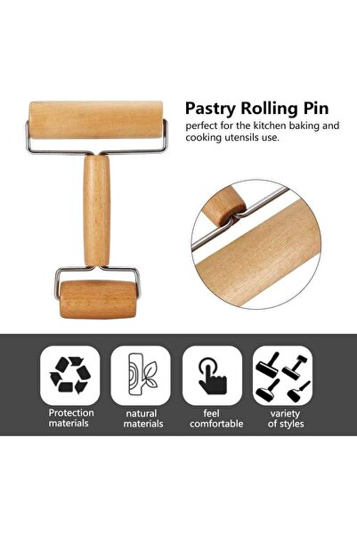 ARTC Wood Pastry Pizza Roller Non Stick Wooden Cookies Rolling Pin for Home B...