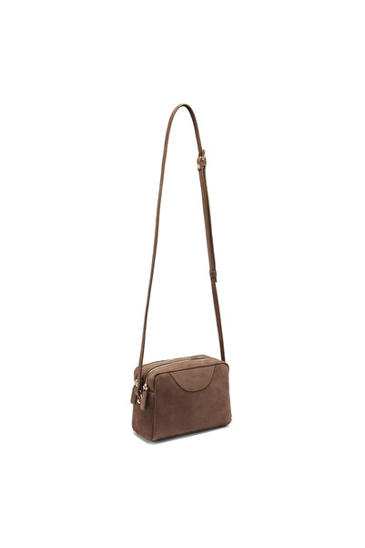 Orez Amber Women’s Genuine Leather Shoulder Bag with Adjustable Long Strap, Zip Closure and Gold-Tone Hardware – Black / Brown / Smoky