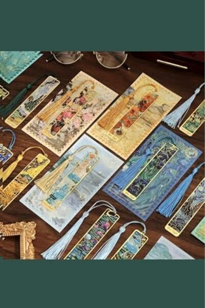 Yıldızan Sna Shop Kolbi Craft,İrisler Van Gogh Tasseled Gold Color Metal Book...