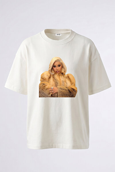 Anetos Cardi B_1 Design Printed Unisex Oversize Fit White Tshirt