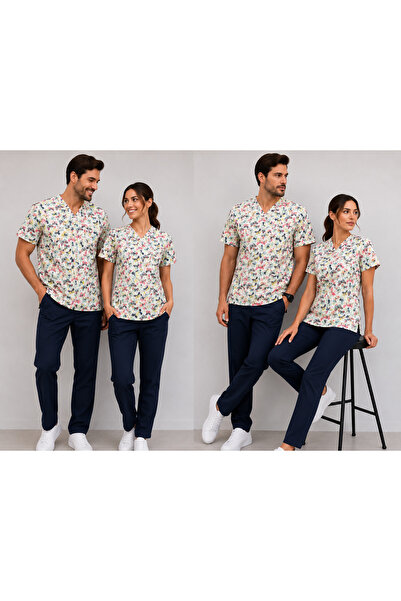 MESASTORE Unisex Cut-Out White Butterfly Pattern V-Neck Lycra Tight Top
