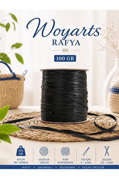 woyarts Raffia Yarn 100 Gr 250 m Bag, Hat, Beach Bag, Basket and Decorative K...