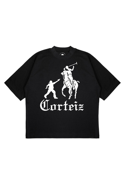 PURE EFFECT Unisex Oversize Corteiz Atli Printed Boxy Fit Thick Fabric T-Shirt
