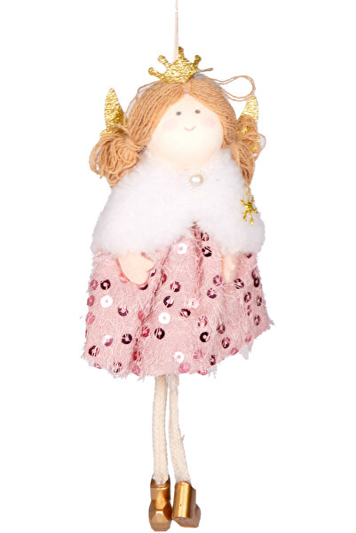 Herdekora Christmas Ornament, Fairy Figure, Pink-Gold, Hanging, Dangling Legs...