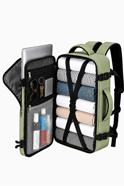 woys Travel Backpack Çok Bölmeli Kabin Boy Su Yeşili Seyahat Sırt Çantası | U...