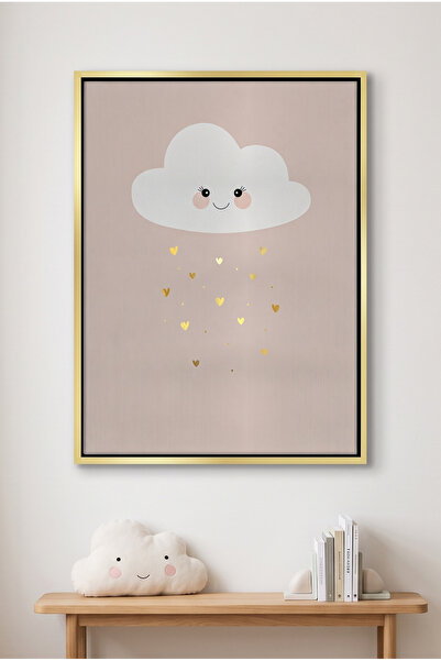 Jasmine Art لوحة جدارية ذهبية للأطفال بتصميم سحابة مبتسمة مع أمطار ذهبية |   ...