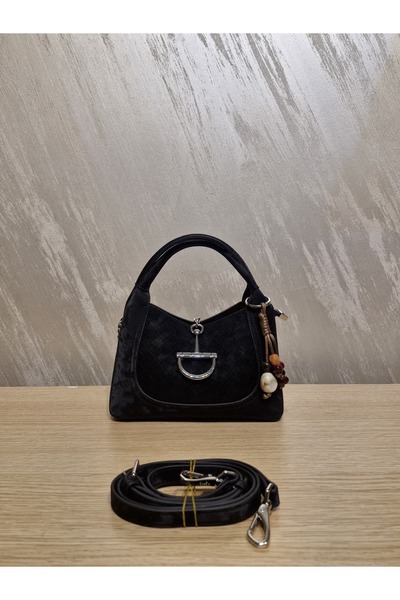 seyyah Stylish Women's Charm Detailed Nubuck Hand and Shoulder Bag