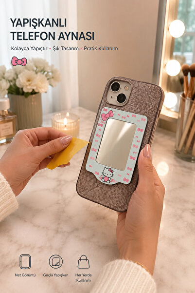 PURE BERRY HELLO KİTTY PRATİK YAPIŞKANLI TELEFON ARKASI AYNASI