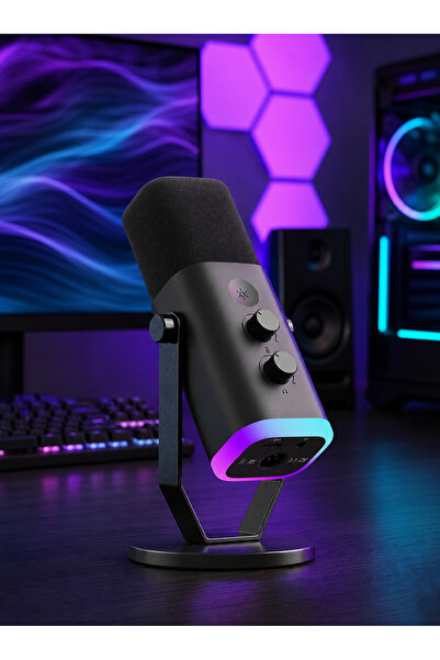 Bayt Aura USB XLR Dynamic Recording Microphone with RGB Light One Tap Mute Mo...